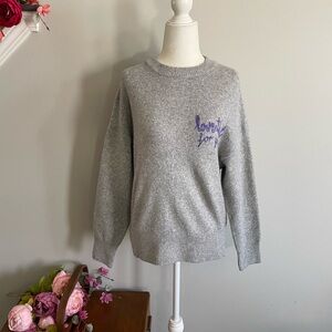a new day Gray Sweater with Purple Script